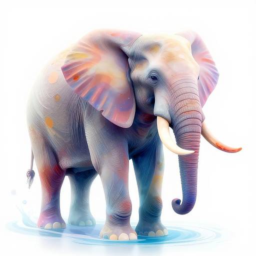 Abstract Elephant with Colorful Tusks