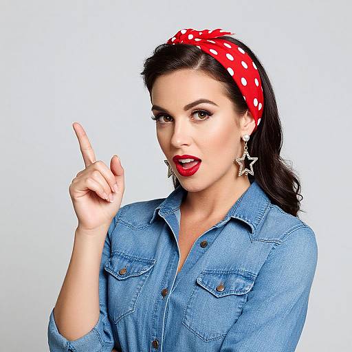 Retro Glam Woman with Polka Dot Scarf