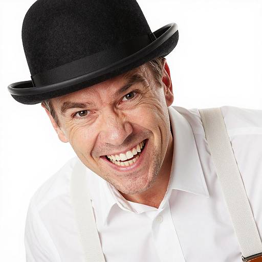 Intense Grin: Bowler Hat Portrait