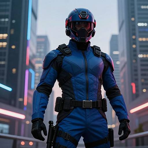 Futuristic Tactical Warrior at Dusk