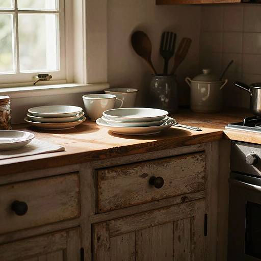 Realistic Rustic Kitchen Interior
