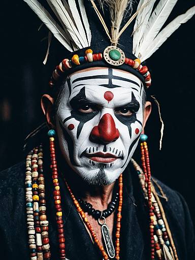Man in Witch Doctor Costume with Painted Face