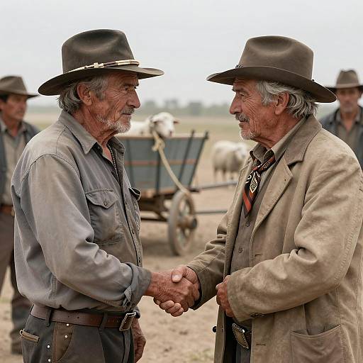 Cowboy Friendship in a Dusty Setting