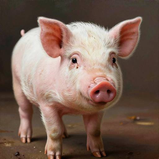 Hyper-Realistic Oil Painting of Piglet