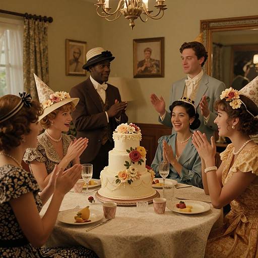 Vintage Retro Birthday Party Scene