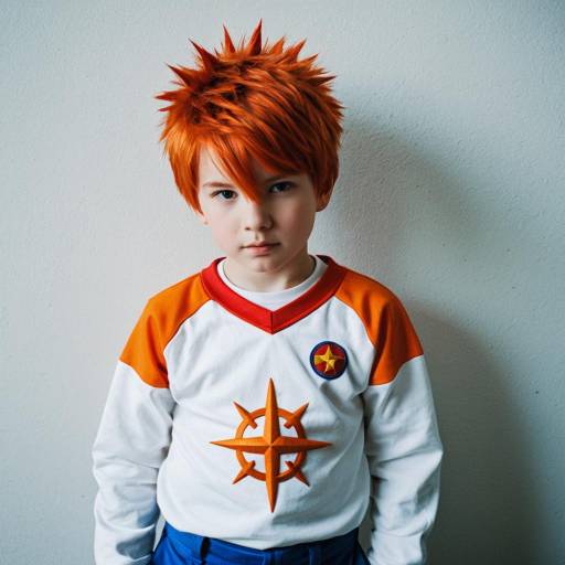 Boy Cosplay with Spiked Orange Hair