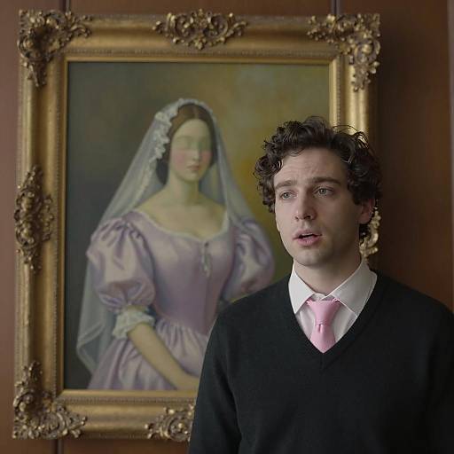 Man in Black Sweater with Framed Painting