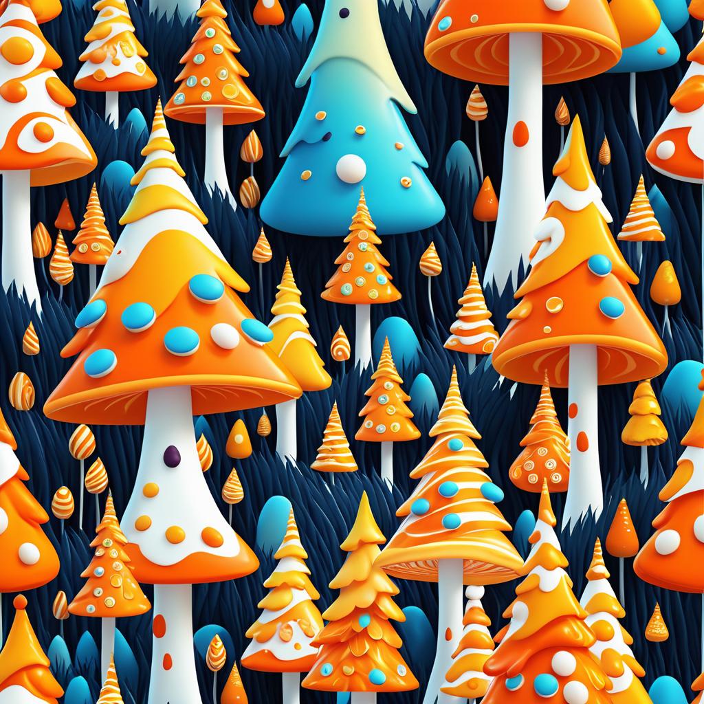 Whimsical Candy Corn Forest Illustration