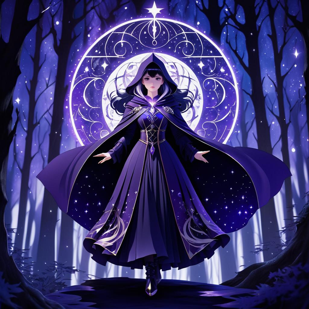 Enchanting Sorceress in Shadowy Forest