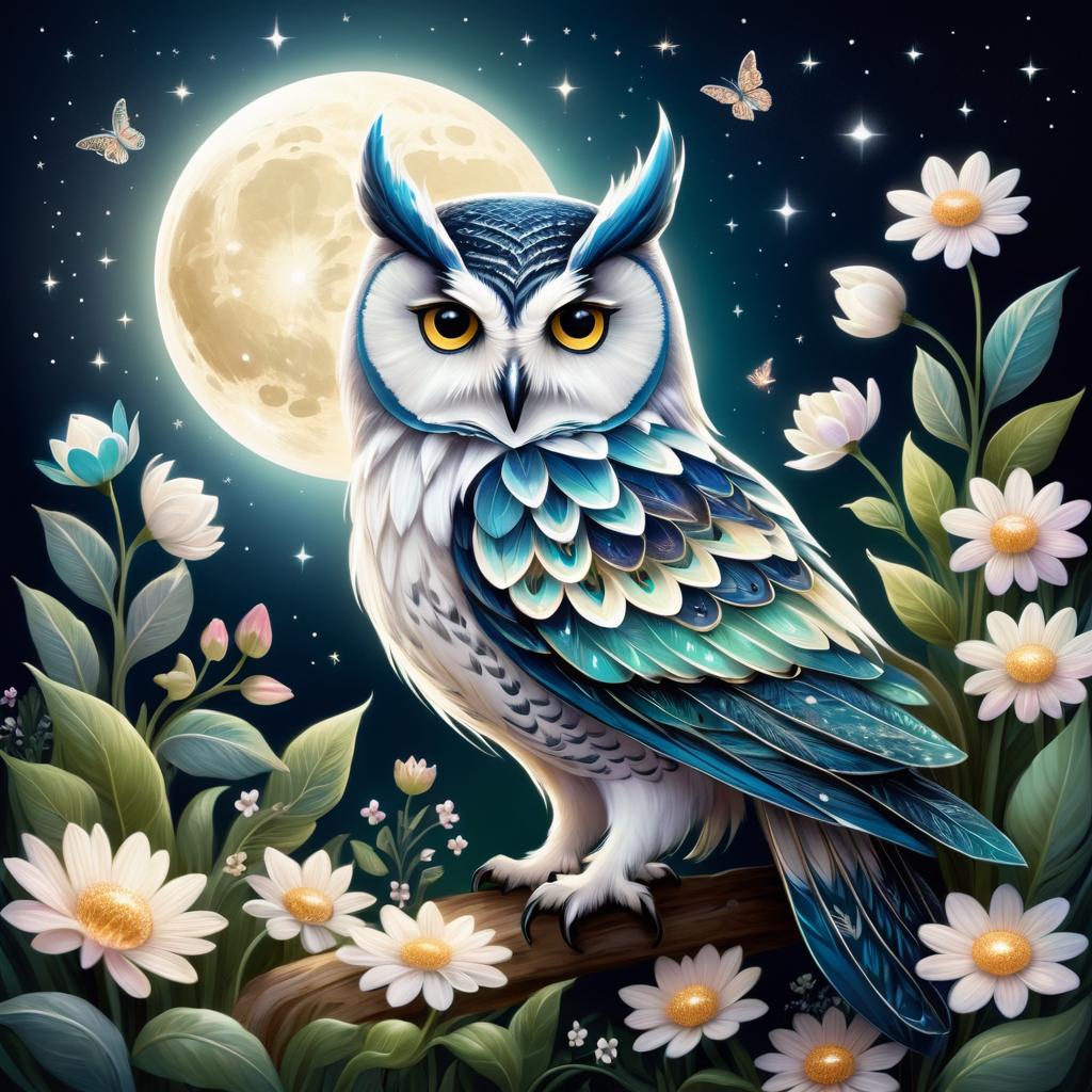 Moonlit Floral Owl Creature Design