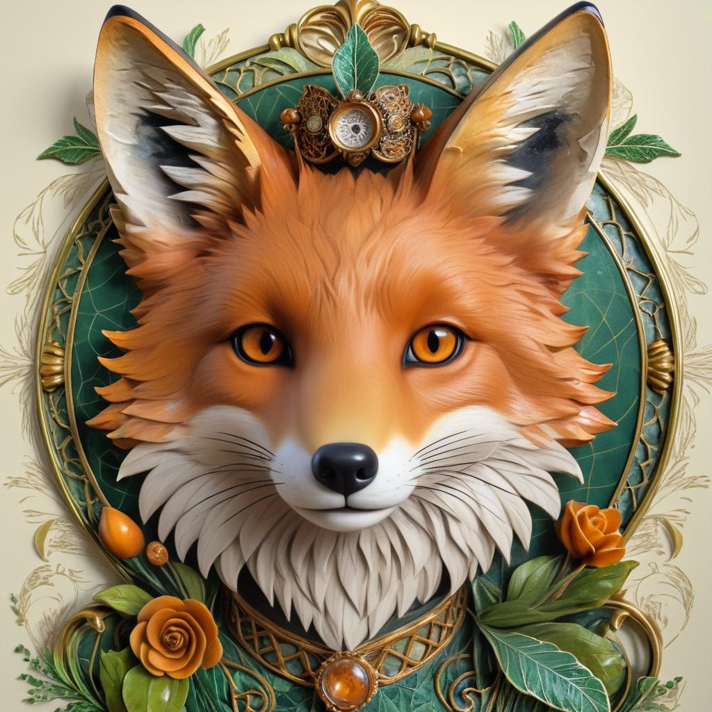 Whimsical Fox Portrait in Moreau Style