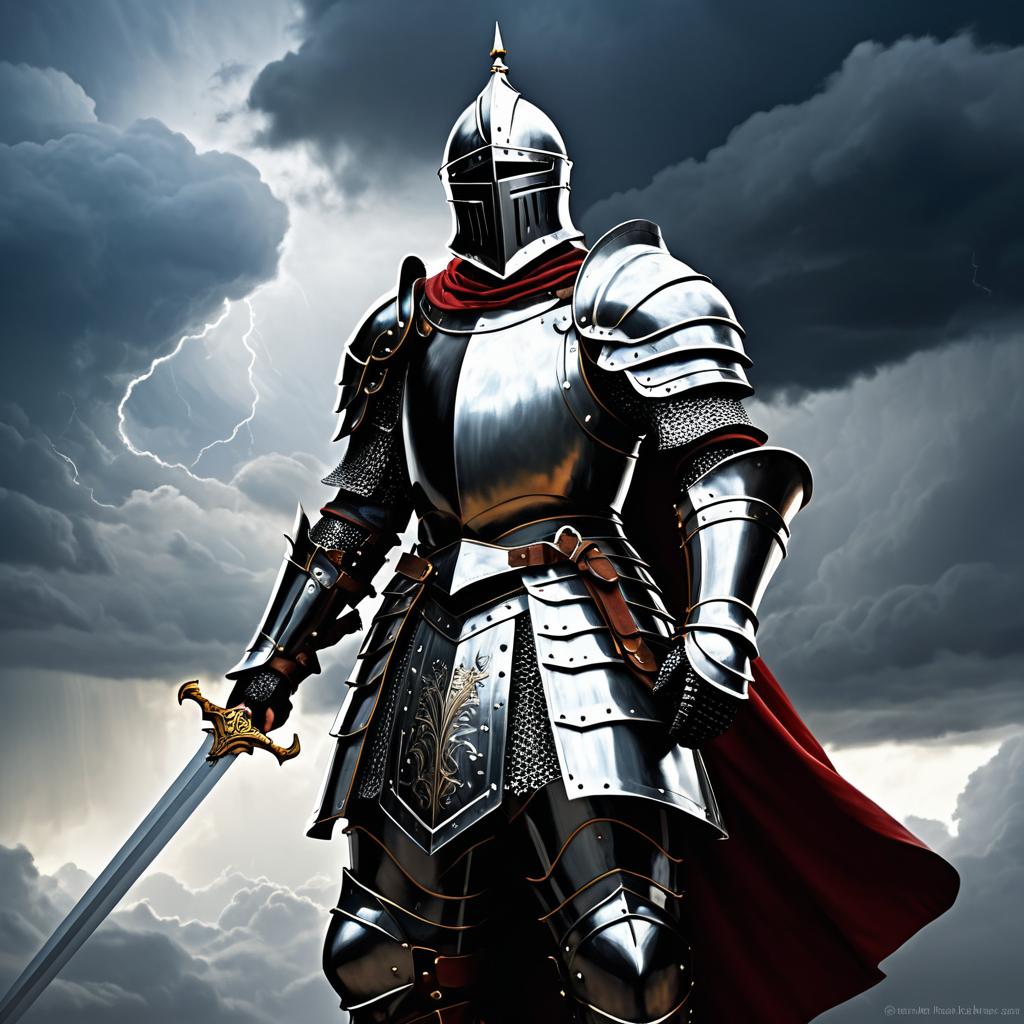 Knight in Stormy Clouds and Armor