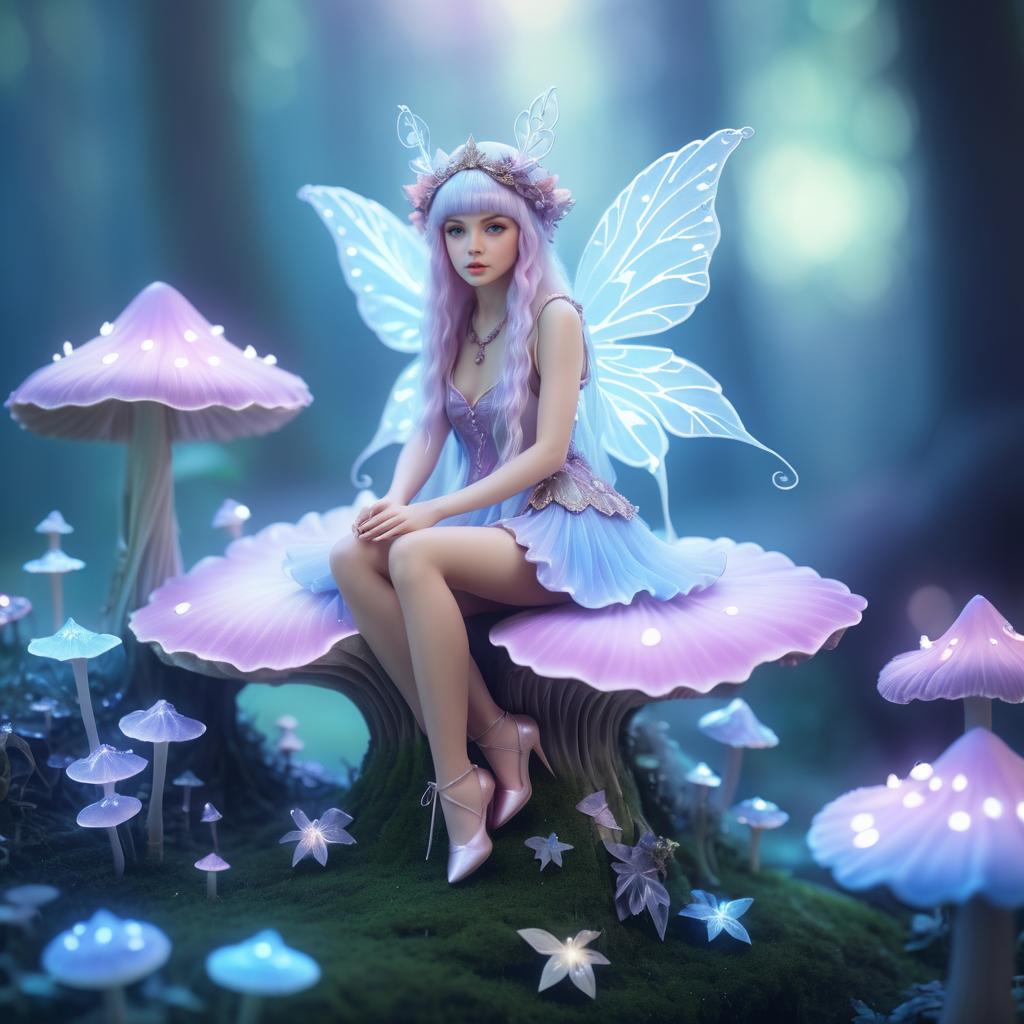 Enchanted Fairy on Mushroom Photoshoot