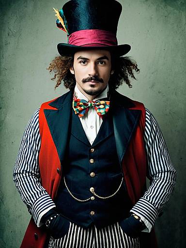 Man in Colorful Mad Hatter Costume