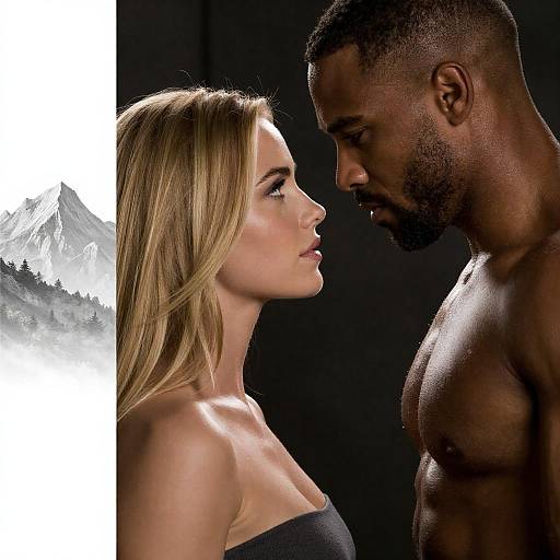 Close-up of Man and Woman Facing Each Other