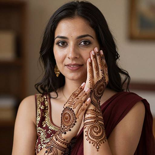 Woman Wearing Traditional Henna Ornament