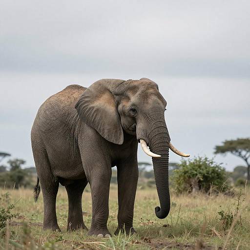 Majestic Elephant in Grassy Savanna