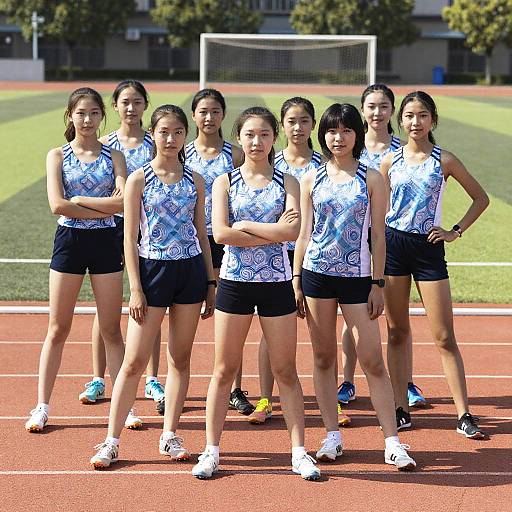 Teen Girls in Matching Track Uniforms