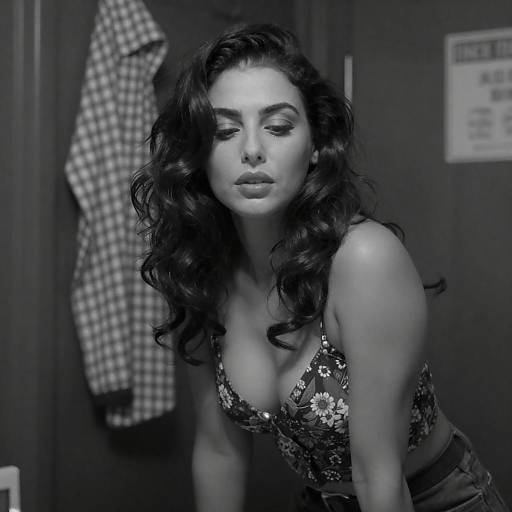 Sultry Black-and-White Portrait in Dim Room