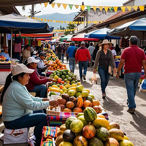 Lively Colombian Street Market Scene