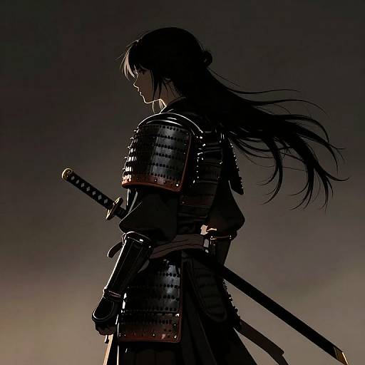 Silhouette of Japanese Fantasy Warrior