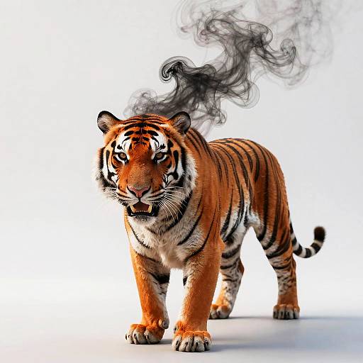 Fiery Tiger Formed from Smoke