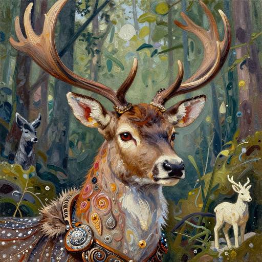 Vivid Viking Deer Girl Portrait