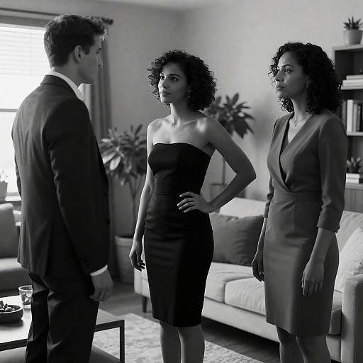 Elegant Living Room Portrait in Monochrome