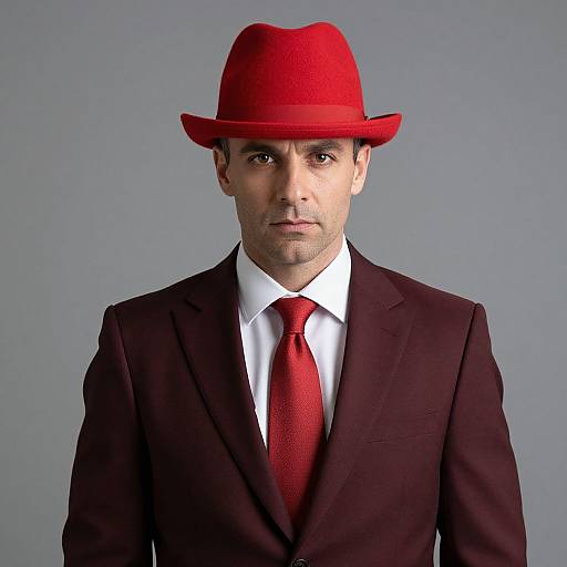 Man in Red Hat and Suit