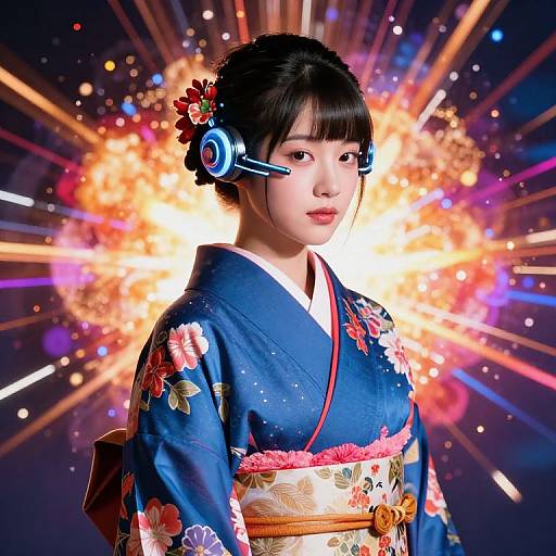 Japanese Kimono Girl with Visual Effects
