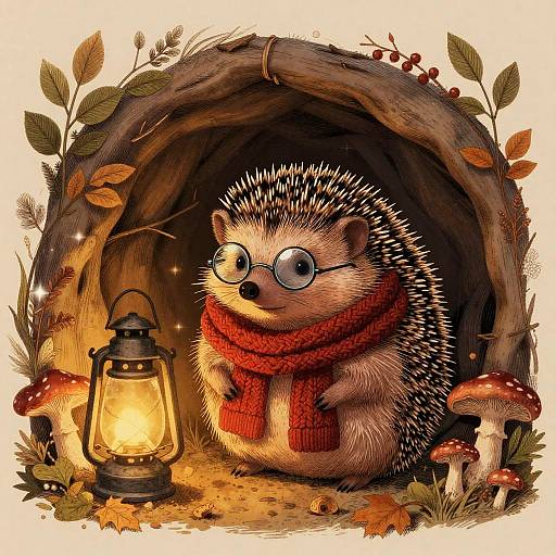 Jovial Hedgehog in Cozy Burrow