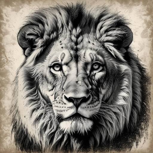 Majestic Black and White Lion Portrait