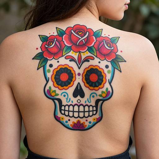 Vibrant Sugar Skull Tattoo Art