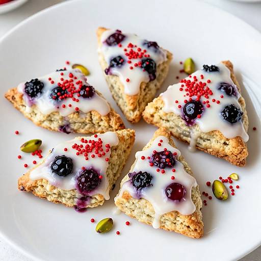 Berry-Studded Triangular Scones with Glaze