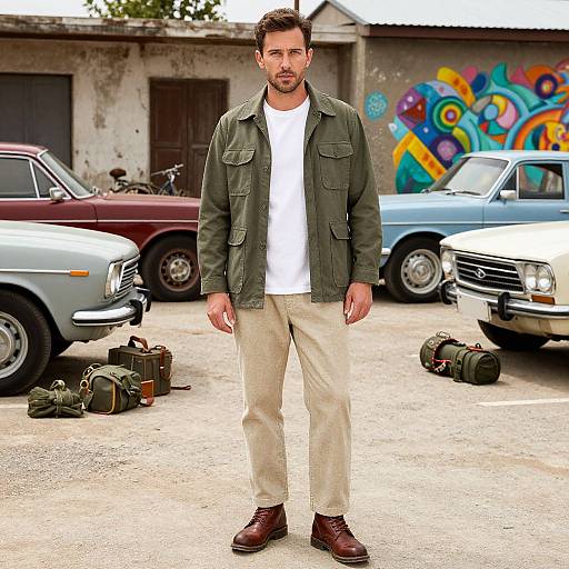 Stylish Man in Vintage Outdoor Setting