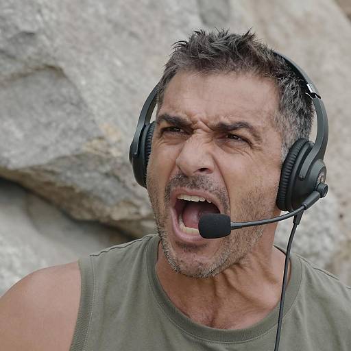 Intense Shouting Middle-Aged Man Portrait