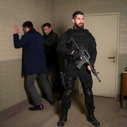 Tense Confrontation in Dim Room