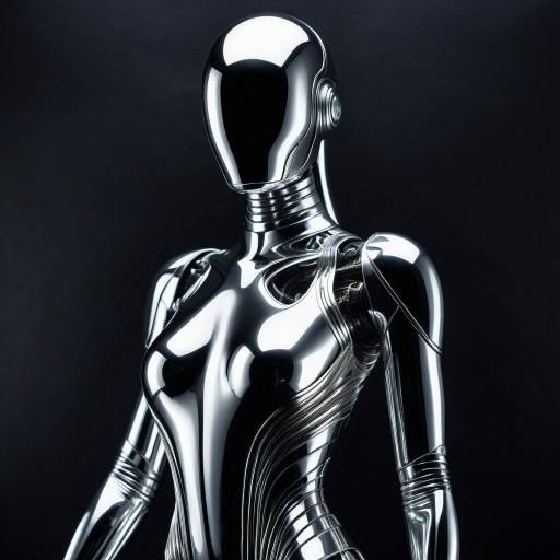 Futuristic Metallic Figure in Reflective Fabric