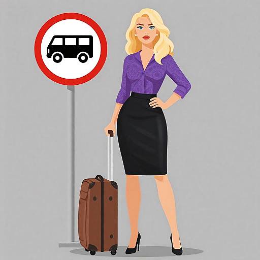 Stylish Woman Next to Vintage Suitcase