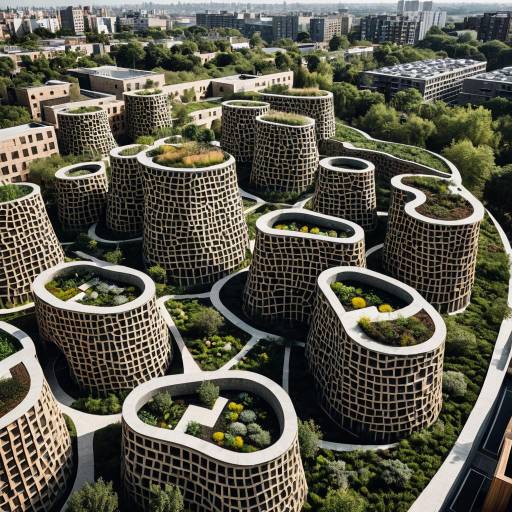 Modern Sustainable Housing Complex with Rooftop Gardens
