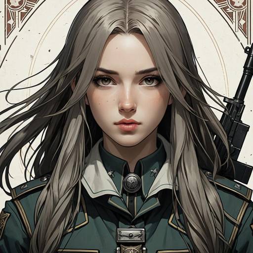 Anime Infantry Girl in War Scene