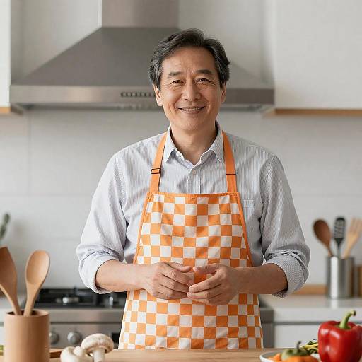Cheerful Chef in Modern Kitchen Setup