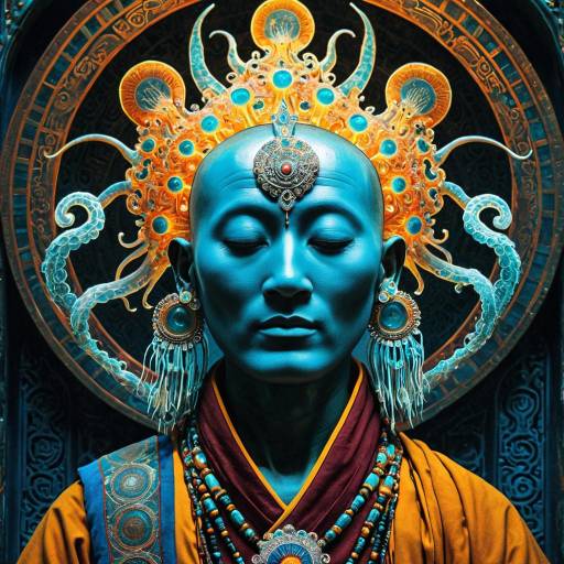 Tibetan Monk with Luminous Jellyfish Aura Tibetan Monk with Luminous Jellyfish Aura