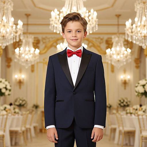 Elegant Boy in Tuxedo Ballroom