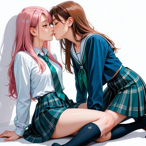 Yuri Schoolgirls in Colorful Uniforms