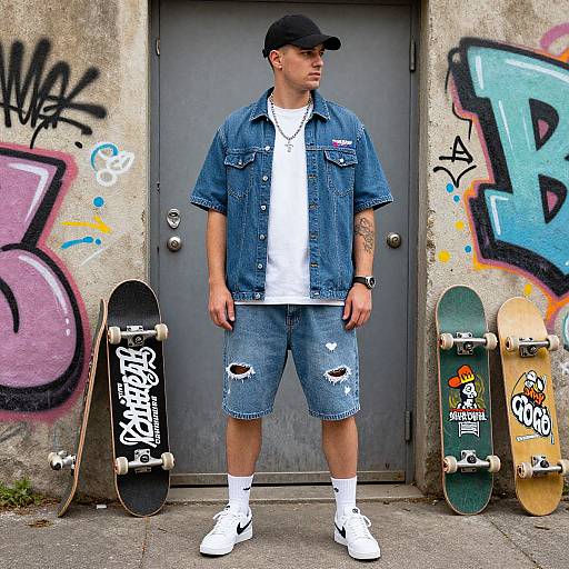 European Man in Cutting-Edge Streetwear