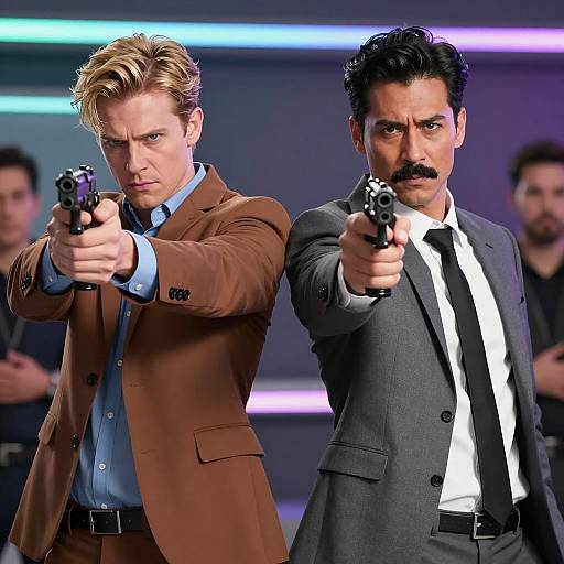 Intense Standoff Under Neon Lights