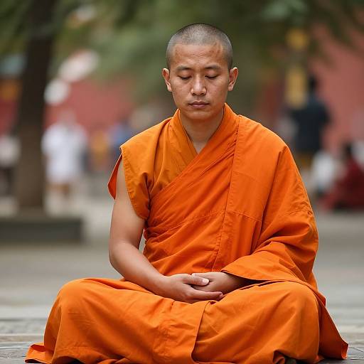 Photorealistic Buddhist Monk Meditating