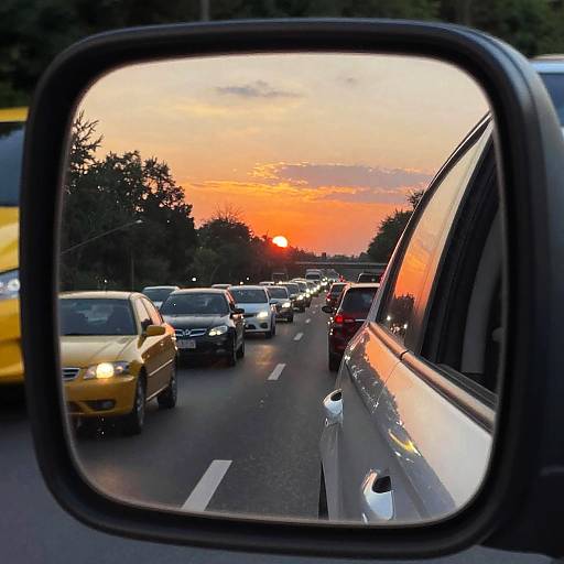 Vibrant Highway Rearview Mirror Scene
