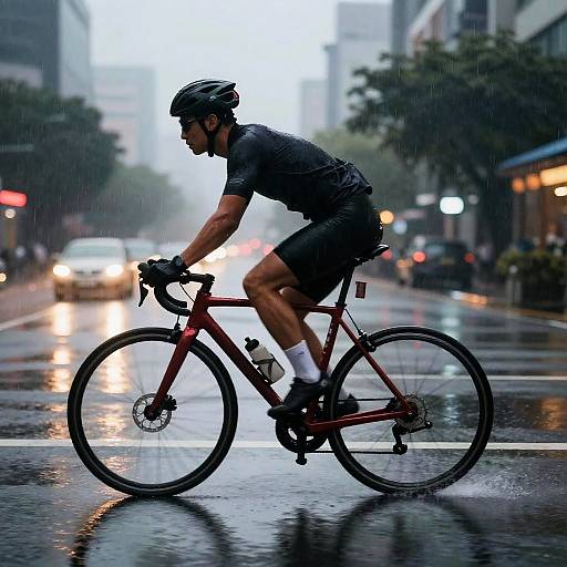 Vibrant Rainy Cyclist Silhouette